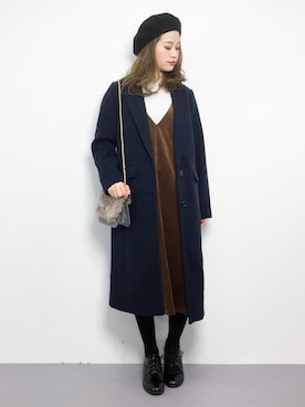 「Te chichi TERRASSE（テチチテラス）のアイテム（チェスターコート）」を使った、isaさん（レディース・155cm）の冬コーディネート