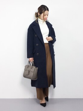 「titivate（ティティベイト）のアイテム（チェスターコート）」を使った、isaさん（レディース・155cm）の冬コーディネート