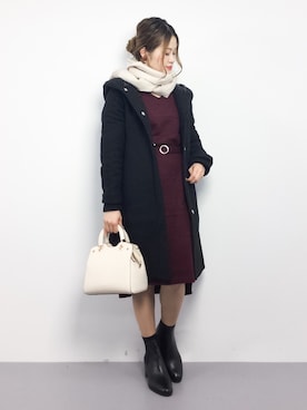 「BLISS POINT（ブリスポイント）のアイテム（その他アウター）」を使った、isaさん（レディース・155cm）の冬コーディネート