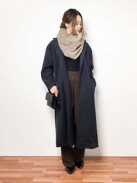 「スヌード」｜「アイテム（トレンチコート）」を使った、isaさん（レディース・155cm）の冬コーディネート