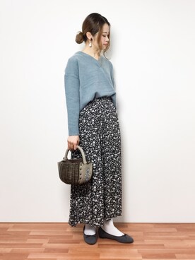 「スカーチョ」｜「アイテム（バレエシューズ）」を使った、isaさん（レディース・155cm）の冬コーディネート