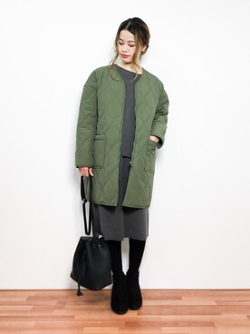 「キルティングコート」｜isaさん（レディース・155cm）の冬コーディネート