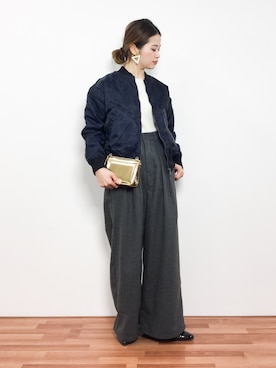 「select MOCA（セレクトモカ）のアイテム（MA-1）」を使った、isaさん（レディース・155cm）の冬コーディネート