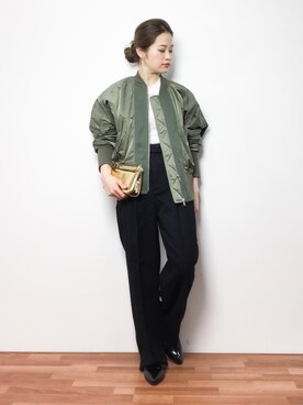 「OSMOSIS（オズモーシス）のアイテム（ブルゾン）」を使った、isaさん（レディース・155cm）の冬コーディネート