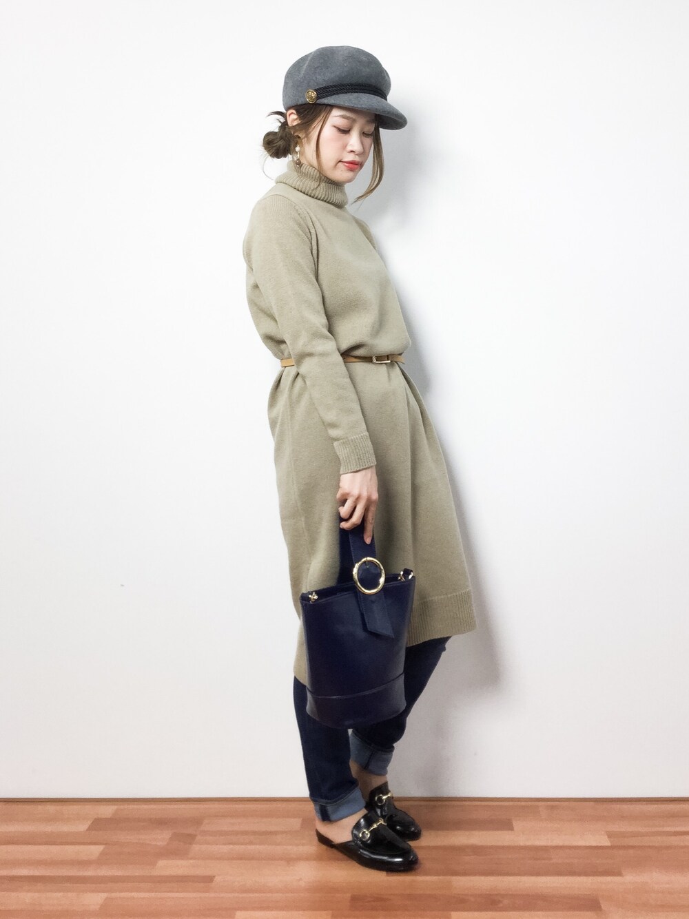 今季 liflattie shipsシップス*タートルネックニットワンピース