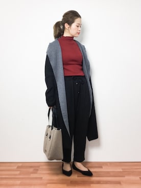 「ガウンニット」｜isaさん（レディース・155cm）の冬コーディネート