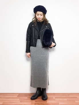 「ファークラッチ」｜「アイテム（レインシューズ）」を使った、isaさん（レディース・155cm）の冬コーディネート