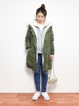 「SpRay（スプレイ）のアイテム（ミリタリージャケット）」を使った、isaさん（レディース・155cm）の冬コーディネート
