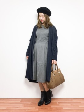 「フレア」｜「アイテム（その他アウター）」を使った、isaさん（レディース・155cm）の冬コーディネート