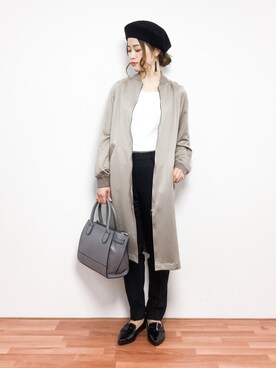 「ロングジャケット」｜「アイテム（MA-1）」を使った、isaさん（レディース・155cm）の冬コーディネート
