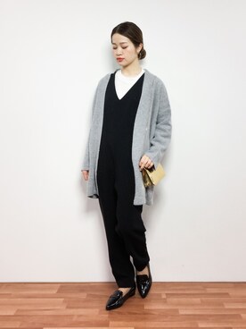 「コーディガン」｜「アイテム（オールインワン・サロペット）」を使った、isaさん（レディース・155cm）の冬コーディネート
