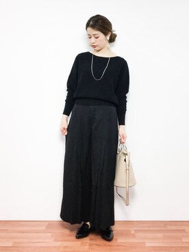 「coca（coca）（コカ）のセンタープリーツロングパンツ（その他パンツ）」を使った、isaさん（レディース・155cm）の冬コーディネート