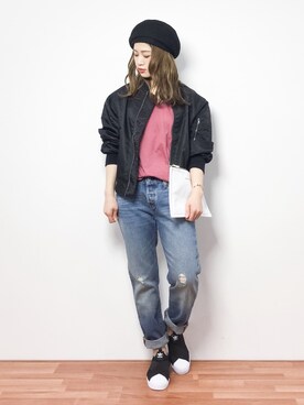 「NANO universe（ナノユニバース）のアイテム（ハンチング/ベレー帽）」を使った、isaさん（レディース・155cm）の冬コーディネート