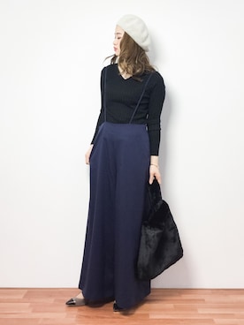 「select MOCA（セレクトモカ）のアイテム（サロペット/オーバーオール）」を使った、isaさん（レディース・155cm）の冬コーディネート