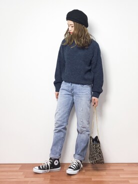 「NANO universe（ナノユニバース）のアイテム（ハンチング/ベレー帽）」を使った、isaさん（レディース・155cm）の冬コーディネート