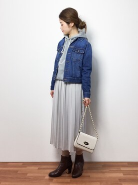 「N.（N. Natural Beauty Basic）（エヌエヌナチュラルビューティーベーシック）のアイテム（デニムジャケット）」を使った、isaさん（レディース・155cm）の冬コーディネート
