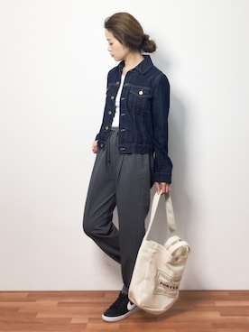 「N.（N. Natural Beauty Basic）（エヌエヌナチュラルビューティーベーシック）のアイテム（デニムジャケット）」を使った、isaさん（レディース・155cm）の冬コーディネート