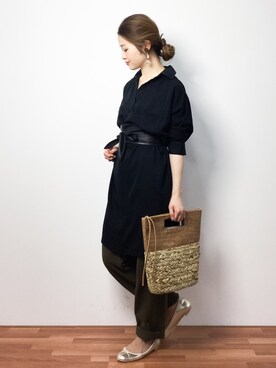 「スキッパーシャツ」｜「アイテム（シャツワンピース）」を使った、isaさん（レディース・155cm）の春コーディネート