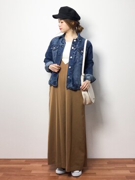 「アイテム（サロペット/オーバーオール、イエロー系）」を使った、isaさん（レディース・155cm）の春コーディネート