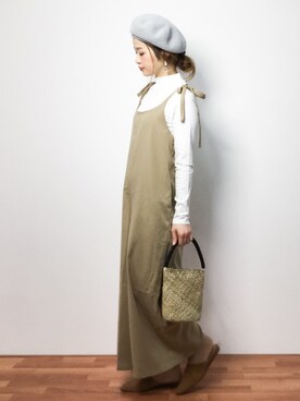「バブーシュ」｜「アイテム（サロペット/オーバーオール）」を使った、isaさん（レディース・155cm）の春コーディネート