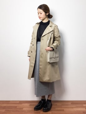 「NOISE MAKER（ノイズメーカー）のアイテム（トレンチコート）」を使った、isaさん（レディース・155cm）の春コーディネート