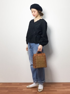 「スカラップ」｜「アイテム（キャップ）」を使った、isaさん（レディース・155cm）の春コーディネート