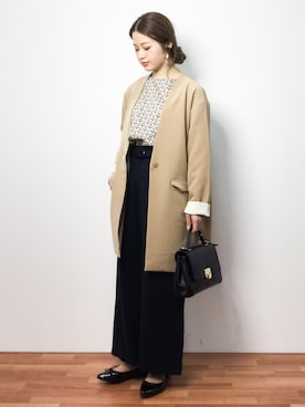 「ロングジャケット」｜「アイテム（その他アウター）」を使った、isaさん（レディース・155cm）の春コーディネート