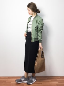 「green label relaxing（グリーンレーベルリラクシング）のアイテム（MA-1）」を使った、isaさん（レディース・155cm）の春コーディネート