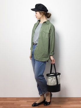 「BEAUTY&YOUTH UNITED ARROWS（ビューティーアンドユースユナイテッドアローズ）のby ※∵デニムテーパードパンツ◆（デニムパンツ）」を使った、isaさん（レディース・155cm）の春コーディネート