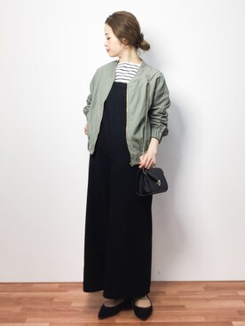 「チェーンバッグ」｜「アイテム（つなぎ/オールインワン）」を使った、isaさん（レディース・155cm）の春コーディネート