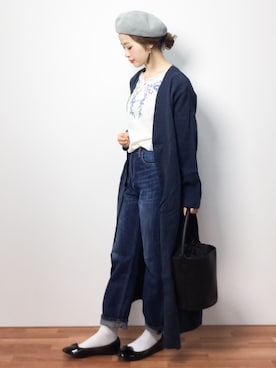 「niko and...（ニコアンド）のサンドウォッシュガウンコート【niko and ...】（その他アウター）」を使った、isaさん（レディース・155cm）の春コーディネート