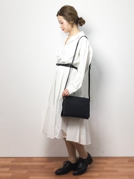 「スキッパーシャツ」｜「アイテム（シャツワンピース）」を使った、isaさん（レディース・155cm）の春コーディネート