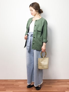 「ウエストイン」｜「アイテム（ブルゾン）」を使った、isaさん（レディース・155cm）の春コーディネート