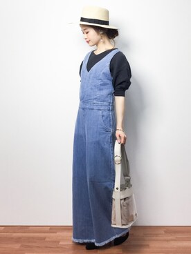 「BAYFLOW（ベイフロー）のアイテム（つなぎ/オールインワン）」を使った、isaさん（レディース・155cm）の春コーディネート