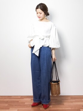「バルーンスリーブ」｜isaさん（レディース・155cm）の春コーディネート