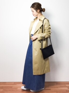 「NOLLEY’S（ノーリーズ）のアイテム（トレンチコート）」を使った、isaさん（レディース・155cm）の春コーディネート