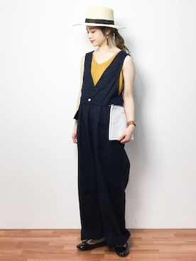 「ノースリーブニット」｜「アイテム（オールインワン・サロペット）」を使った、isaさん（レディース・155cm）の春コーディネート