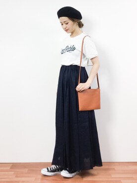 「Ray BEAMS（レイビームス）のRay BEAMS / 麻 ギャザー マキシ スカート（スカート）」を使った、isaさん（レディース・155cm）の春コーディネート