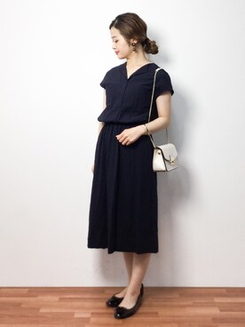 「STUDIOUS（ステュディオス）のアイテム（シャツワンピース）」を使った、isaさん（レディース・155cm）の春コーディネート