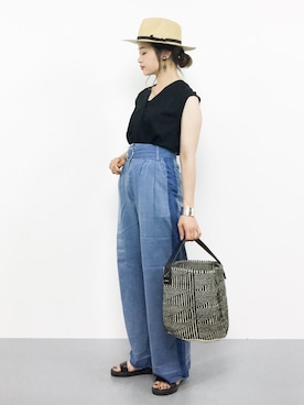 「COMPILATION（コンピレーション）のアイテム」を使った、isaさん（レディース・155cm）の夏コーディネート