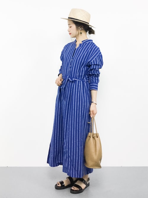 トップ シャツ ストライプ ワンピース ロング シャツワンピース