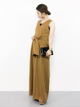 「アイテム（サロペット/オーバーオール、イエロー系）」を使った、isaさん（レディース・155cm）の夏コーディネート