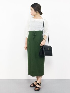 「透かし編みニット」｜isaさん（レディース・155cm）の夏コーディネート