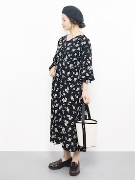 「BACK NUMBER（バックナンバー）のアイテム（シャツワンピース）」を使った、isaさん（レディース・155cm）の秋コーディネート