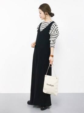 「haco!（ハコ）のアイテム（つなぎ/オールインワン）」を使った、isaさん（レディース・155cm）の秋コーディネート
