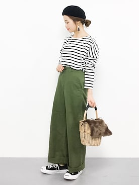 「N.（N. Natural Beauty Basic）（エヌエヌナチュラルビューティーベーシック）のアイテム（チノパンツ）」を使った、isaさん（レディース・155cm）の秋コーディネート