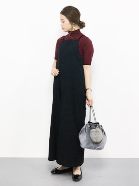 「RAY CASSIN（レイカズン）のアイテム（サロペット/オーバーオール）」を使った、isaさん（レディース・155cm）の秋コーディネート