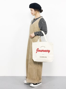 「BAYFLOW（ベイフロー）のアイテム（オールインワン・サロペット）」を使った、isaさん（レディース・155cm）の秋コーディネート