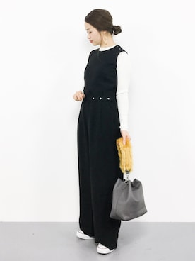 「KBF（ケイビーエフ）のアイテム（つなぎ/オールインワン）」を使った、isaさん（レディース・155cm）の秋コーディネート