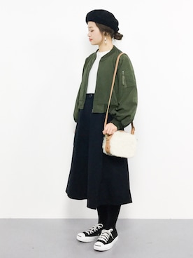 「ラップスカート」｜「アイテム（ブルゾン）」を使った、isaさん（レディース・155cm）の秋コーディネート